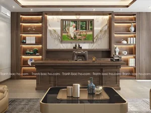 <img src="tranh-bac-ho-v002.jpg" alt="Tranh sơn dầu Bác Hồ ngồi ghế mây làm việc trong vườn"> ">